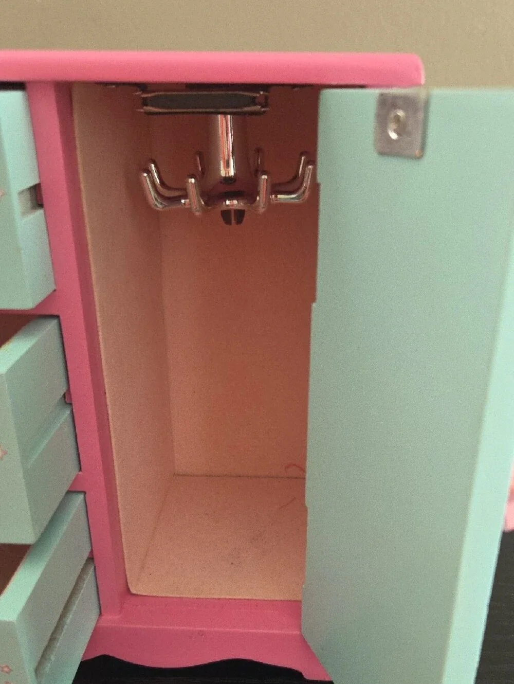 Kids Pink and Aqua Star Jewelry Box with Drawers